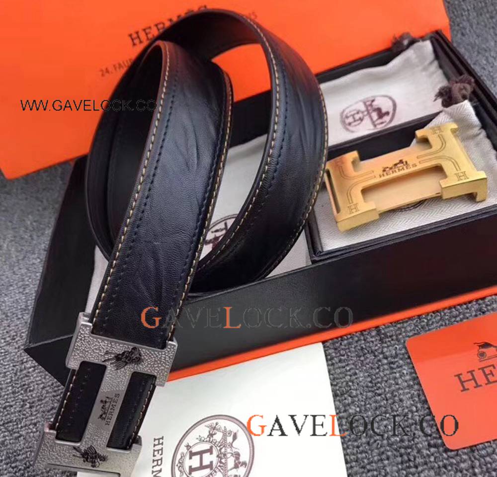 Fashion Hermes Soft Belt With Silver Buckle - Mens Hermes H Belt